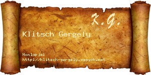 Klitsch Gergely névjegykártya